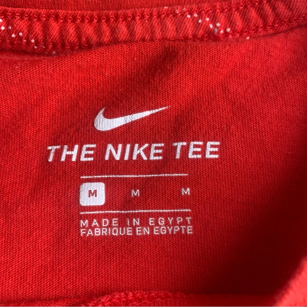 Nike Red Striped 'The Nike Tee' Pullover Short Sleeve Crew Neck T-Shirt - Picture 3 of 7